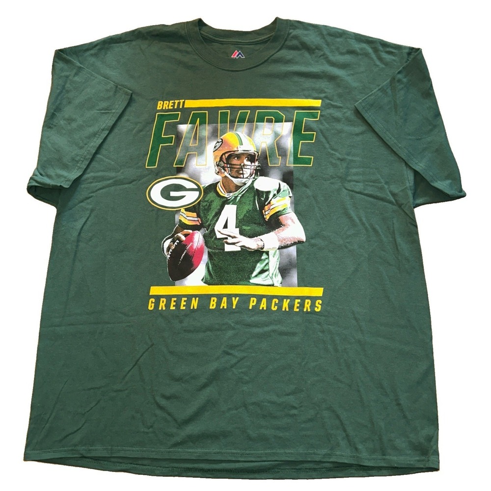 Vintage Majestic Brett Favre Green Bay Packers Hall of Fame T-Shirt Adult Sz 2XL